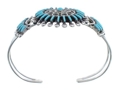 Sterling Silver Turquoise Needlepoint Navajo Jewelry Cuff Bracelet AX124820